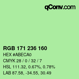 カラーコード: RGB 171 236 160 | qconv.com