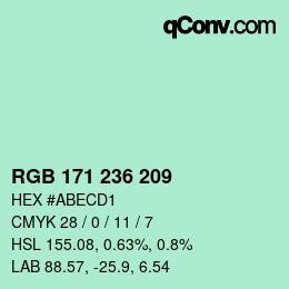 カラーコード: RGB 171 236 209 | qconv.com