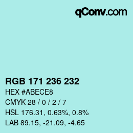 Color code: RGB 171 236 232 | qconv.com