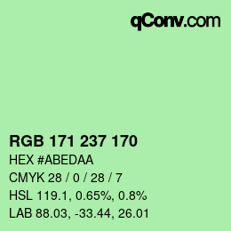 Color code: RGB 171 237 170 | qconv.com