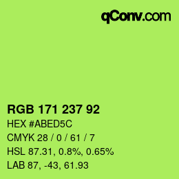 Color code: RGB 171 237 92 | qconv.com