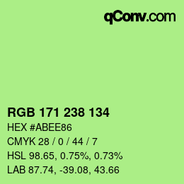 Color code: RGB 171 238 134 | qconv.com
