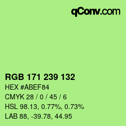 Color code: RGB 171 239 132 | qconv.com