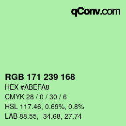 Color code: RGB 171 239 168 | qconv.com