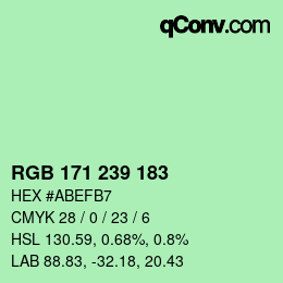 Color code: RGB 171 239 183 | qconv.com