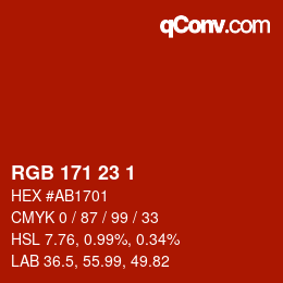 Color code: RGB 171 23 1 | qconv.com