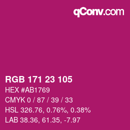 颜色代码: RGB 171 23 105 | qconv.com