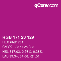 颜色代码: RGB 171 23 129 | qconv.com