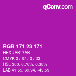 颜色代码: RGB 171 23 171 | qconv.com