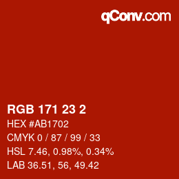 カラーコード: RGB 171 23 2 | qconv.com