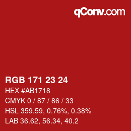 颜色代码: RGB 171 23 24 | qconv.com