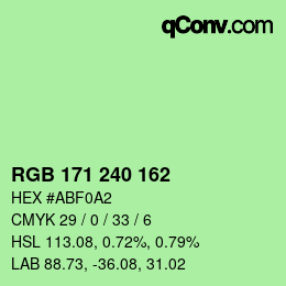 Color code: RGB 171 240 162 | qconv.com