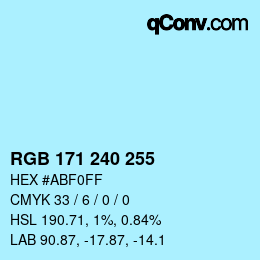Color code: RGB 171 240 255 | qconv.com