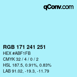 カラーコード: RGB 171 241 251 | qconv.com