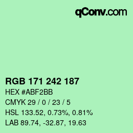 カラーコード: RGB 171 242 187 | qconv.com