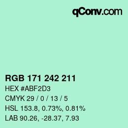 カラーコード: RGB 171 242 211 | qconv.com
