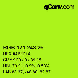 Color code: RGB 171 243 26 | qconv.com