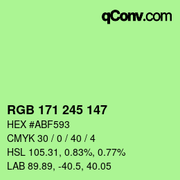 カラーコード: RGB 171 245 147 | qconv.com