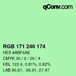 Color code: RGB 171 246 174 | qconv.com