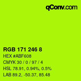 Farbcode: RGB 171 246 8 | qconv.com
