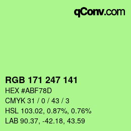 颜色代码: RGB 171 247 141 | qconv.com