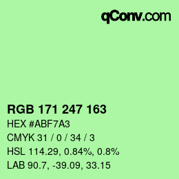 カラーコード: RGB 171 247 163 | qconv.com