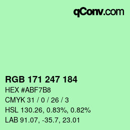 カラーコード: RGB 171 247 184 | qconv.com