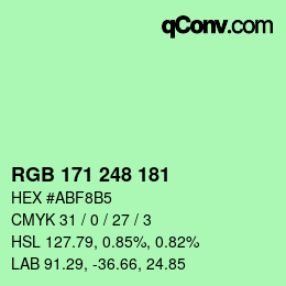 カラーコード: RGB 171 248 181 | qconv.com
