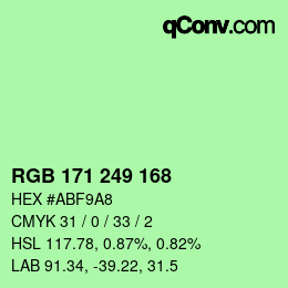 カラーコード: RGB 171 249 168 | qconv.com