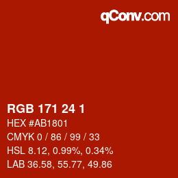 カラーコード: RGB 171 24 1 | qconv.com