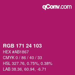 カラーコード: RGB 171 24 103 | qconv.com