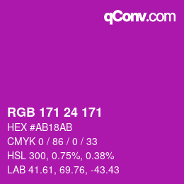 カラーコード: RGB 171 24 171 | qconv.com