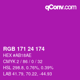 カラーコード: RGB 171 24 174 | qconv.com