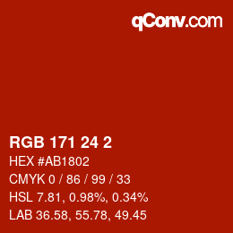 Color code: RGB 171 24 2 | qconv.com