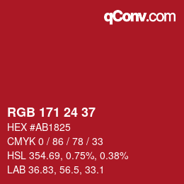 Color code: RGB 171 24 37 | qconv.com
