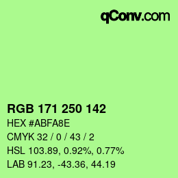 Color code: RGB 171 250 142 | qconv.com