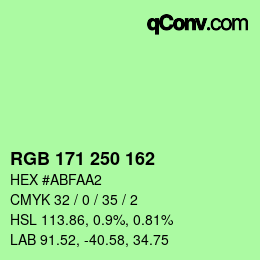 Color code: RGB 171 250 162 | qconv.com