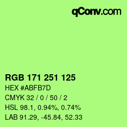 Color code: RGB 171 251 125 | qconv.com