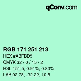 Color code: RGB 171 251 213 | qconv.com