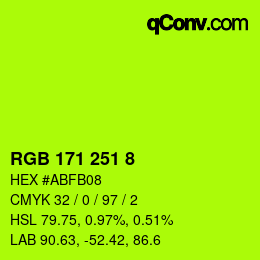Color code: RGB 171 251 8 | qconv.com