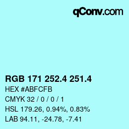 カラーコード: RGB 171 252.4 251.4 | qconv.com
