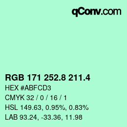 カラーコード: RGB 171 252.8 211.4 | qconv.com