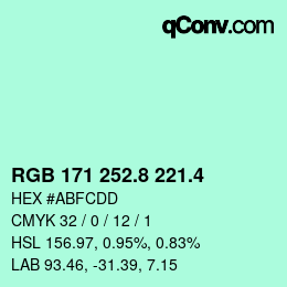カラーコード: RGB 171 252.8 221.4 | qconv.com