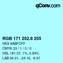 カラーコード: RGB 171 252.8 255 | qconv.com