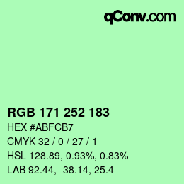 Color code: RGB 171 252 183 | qconv.com