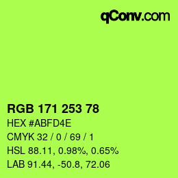 Farbcode: RGB 171 253 78 | qconv.com