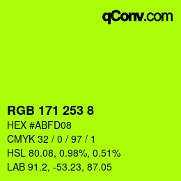 颜色代码: RGB 171 253 8 | qconv.com