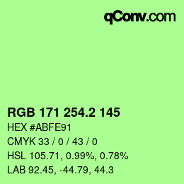 カラーコード: RGB 171 254.2 145 | qconv.com