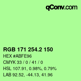 カラーコード: RGB 171 254.2 150 | qconv.com