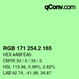 カラーコード: RGB 171 254.2 165 | qconv.com